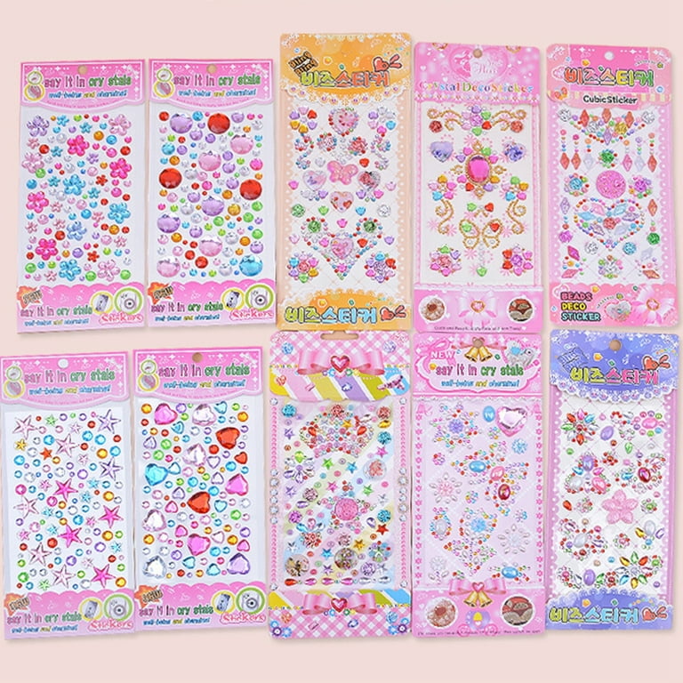 STOBOK 12 Sheets Self Adhesive Gem Stickers Crafts for Kids Eye
