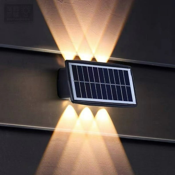 Lámpara de pared solar escalonada, lámpara de pared impermeable para exteriores, lámpara de jardín solar luminosa de subida y bajada, decoración de ambiente paisajístico