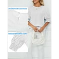 thumbnail image 5 of Gustave Chiffon Tops for Women Puff 3/4 Sleeve Blouses Business Casual Trendy Crew Neck Shirts Loose Summer Ruffle Tunic Tops - White, S, 5 of 7