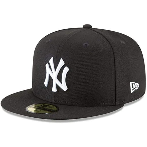 New Era New York Yankees Basic 59Fifty Fitted Cap Hat Black/White 11591127 (Size 7 3/8)