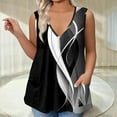 thumbnail image 5 of GIPQJK Women Deep V Neck Tank Top Plus Size Sleeveless Shirt 2025 Floral Print Casual Loose Fit Tees Blouses with Pockets,Black XL, 5 of 5
