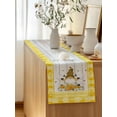 thumbnail image 5 of Table Runner 70 Inches Long for Kitchen Dining, Yellow Gnomes Dresser Scarf Farmhouse, Dining Table Decorations for Wedding/Parties, Spring Bees Daisy Plaid Wooden Grain 13 x 70 In, 5 of 8