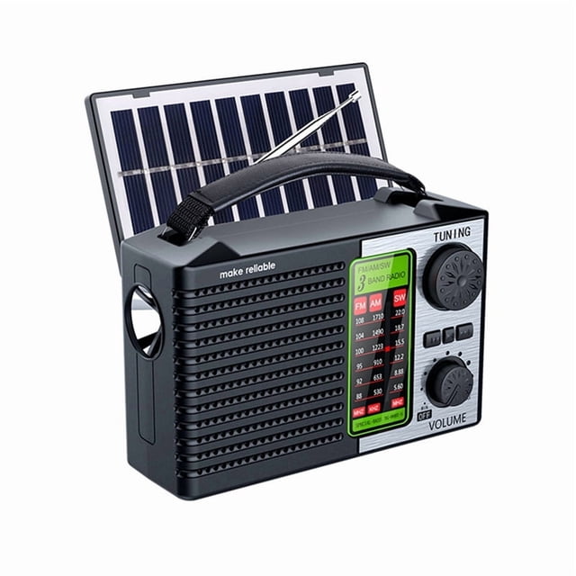 Radio Portátil AM FM SW con Linterna y Altavoz Bluetooth. Radio de Emergencia para Acampar Al Aire Libre y Emergencias.