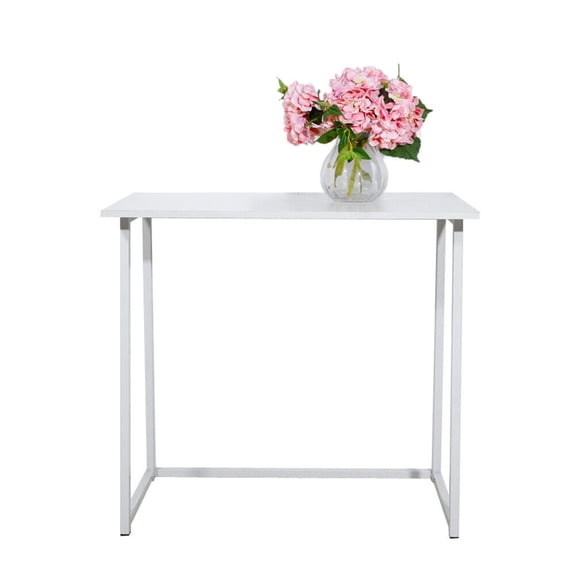 Folding Computer Desk for Small Spaces, Space-Saving Home Office Desk, Foldable Computer Table, Laptop Table, Writing Desk, Compact Study Reading Table (White)