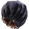 Slay The Crochet | Premium Large Satin Lined Bonnet Silk Bonnet Sleeping Cap | No Slip Double Layer | Preserve Long Hair | Black