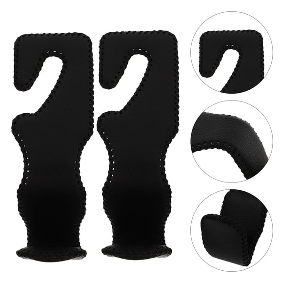 WHAMVOX 2 Pcs Crochet de Rangement pour Siège Arrière en Pu Noir et Acier pour Intérieur de Voiture 12.7X4.3X4.8CM