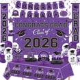thumbnail image 2 of Graduation Decorations - 2026 Congrats Grad Banner Backdrop Flag,Hanging Swirl Balloons & Honeycomb Kit-Graduation Party Supplies for Class of 2026 High School & College Celebrations, 2 of 45
