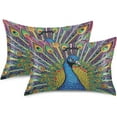 thumbnail image 2 of GZHJMY Satin Pillowcase for Hair and Skin Breathable Slip-Cool, Wrinkle-Resistant Soft and Smooth 20x26In Single Side Envelope Opening Without Zipper Peacock Colorful, 2 of 7