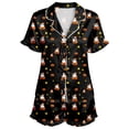 thumbnail image 3 of Women Outfits Halloween Graphic Print Lapel Short Sleeve Belted Ruffled Top And Shorts 2 Piece At Home Wear Women's Clothing Sets L, 3 of 3