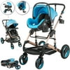 VEVOR 3 in 1 Stroller Foldable Luxury Baby Stroller Anti-Shock Springs Baby Stroller