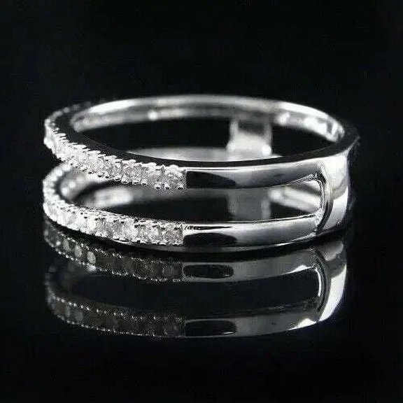 2.10Ct Round Cut Lab Created Diamond 14k White Gold Plated Wedding Enhancer Ring