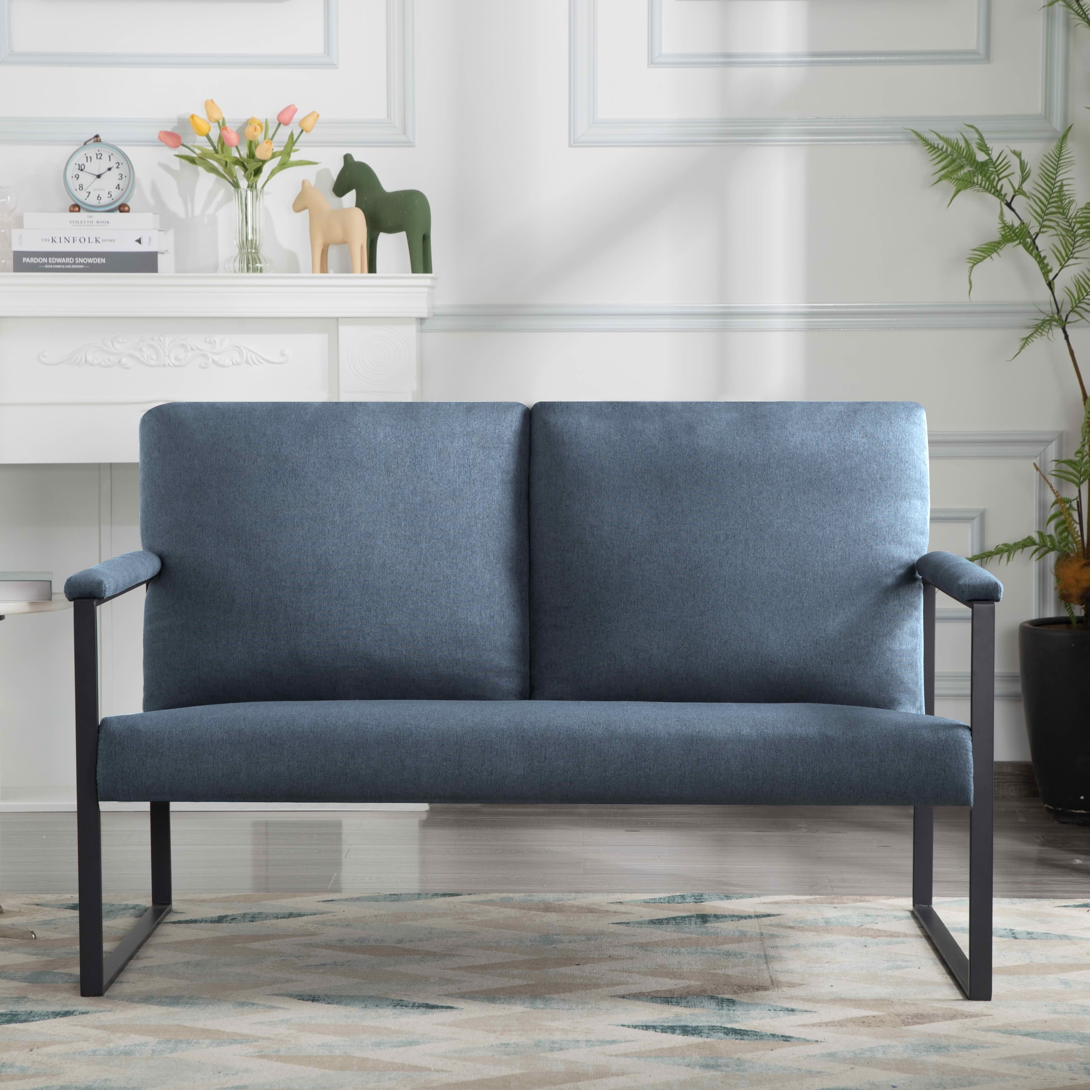 MAYEERTY 26.8 Inch +49.2 Inch 2 Pieces Accent Armchair - Padded Square Arms, Sturdy Metal Frame, Compressed Cushions，
