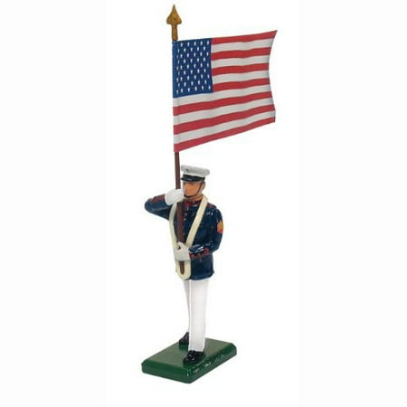 Marine Corps Dress - W. Britain 48512 U.S. Marine Corps Standard Bearer, US Flag, Summer Dress, 1:32nd Scale, 52mm, approx. 2.5 inches tall By W Britain