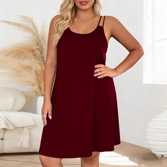 FDGIU Women's Long Sleeve Nightgown - Soft Lightweight Crewneck Sleep Shirt Casual Going Out Nightwear