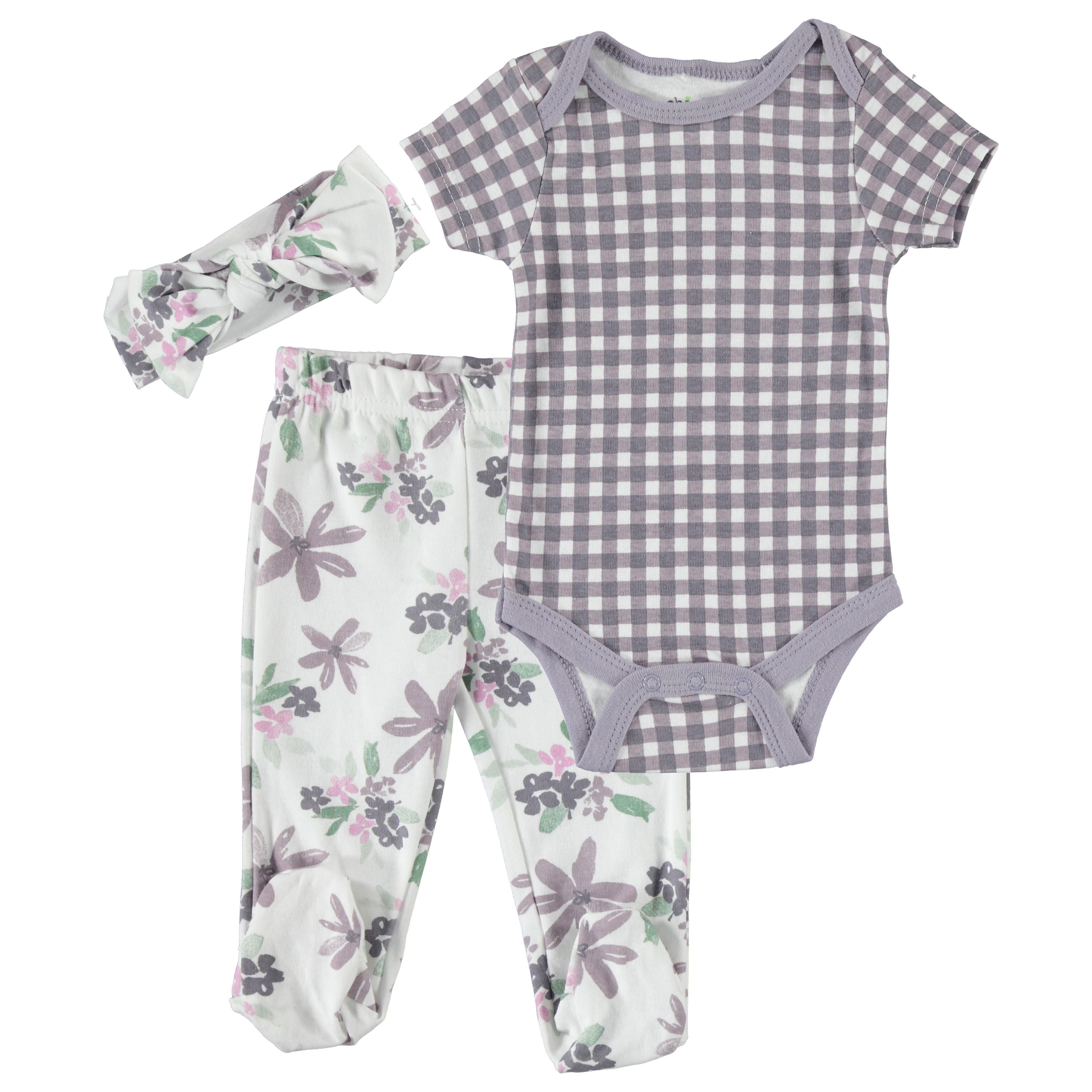 Chick Pea Baby Girl 3 PC Footed Pant Set, Sizes Newborn9 Months
