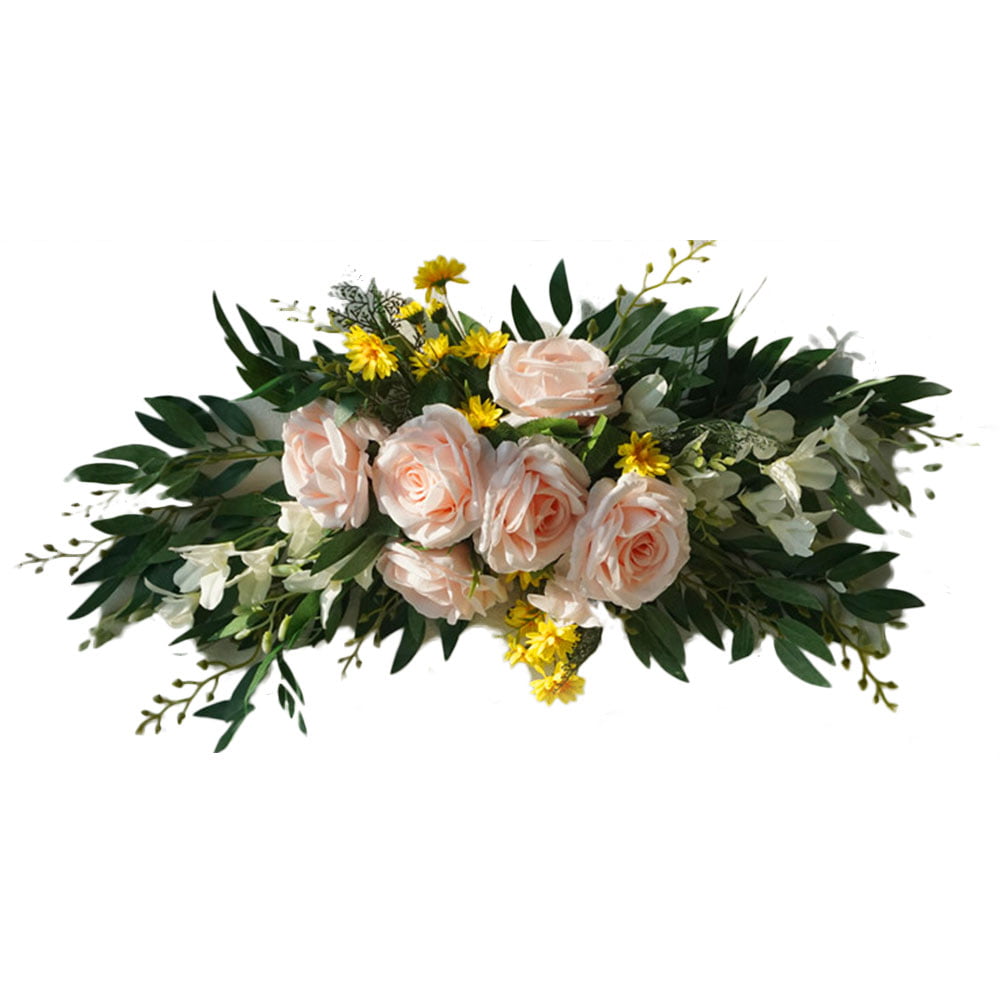 Slim Table Centrepiece Wedding Artificial Silk Flowers Rose Hydrangea Swag 