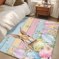 thumbnail image 4 of Kitchen Mats for Floor 3x5 Ft, Easter Non Slip Area Rugs for Kitchen Bedroom Entryway, Spring Rabbit Eggs Floral Colorful Wooden Grain Washable Carpet Runner Rug Floor Mats for Bedroom Home Decor, 4 of 8
