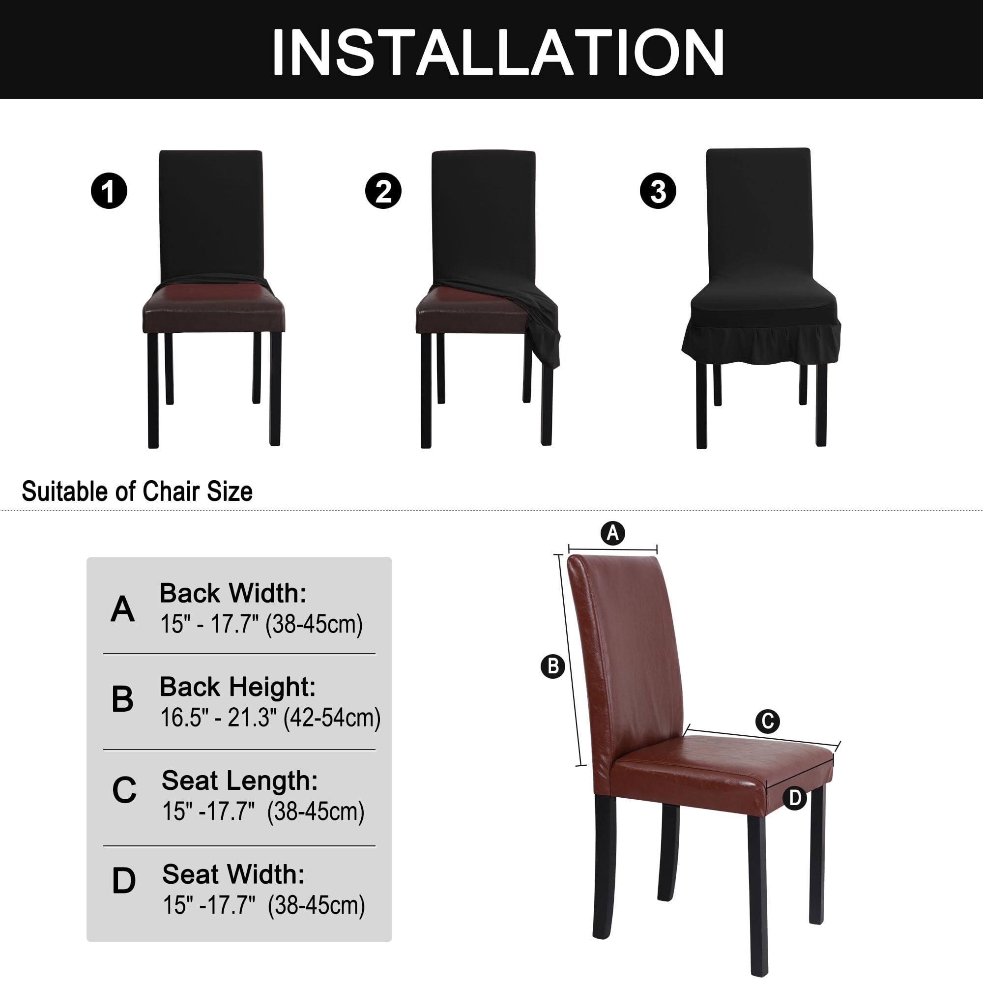 Unique Bargains Ruffled Skirt Dining Chair Cover Ruffled Seat Slipcovers Black M