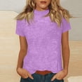 thumbnail image 2 of fatyb Womens Mock Neck Short Sleeve Tops Slim Basic Tee for Women Casual Going out Summer Tunic Shirts, 2 of 6