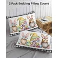 thumbnail image 2 of Easter Gnomes Pillow Cases Standard Size Set of 2 - Microfiber Bed Throw Pillow Covers, Eggs Bunny Spring Daisy Flower Farmhouse Plaid Decorative Lumbar Pillow Cover with Envelope Closure 20"x26", 2 of 6