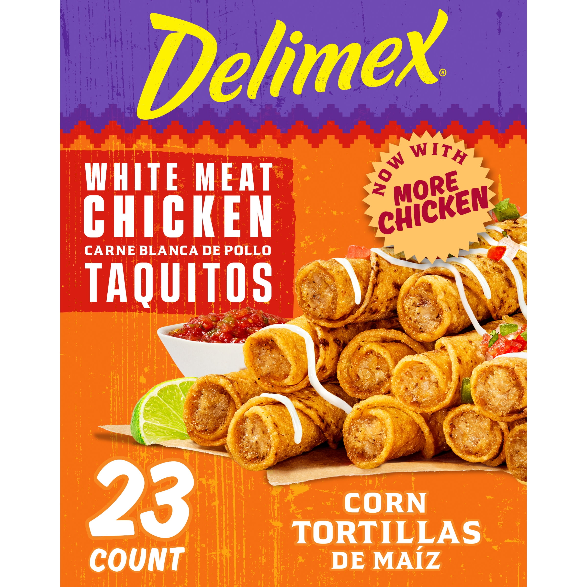 Delimex White Meat Chicken Corn Taquitos Frozen Snacks & Appetizers, 23 ct Box