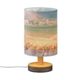 thumbnail image 2 of Seastars Seashells on Beach Bedside Table Lamp LED Warm Lights with USB Charging Port Retro Cylinder Desk Lamps, 2 of 7