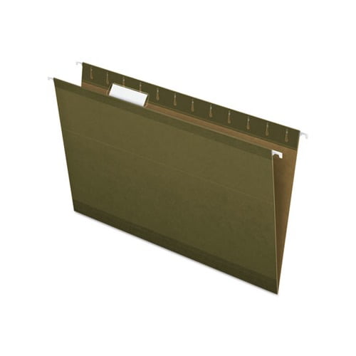 Reinforced Hanging File Folders Legal Size, 1/5-Cut Tab, Standard Green, 25/Box
