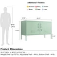 thumbnail image 3 of TV Stand Wide Metal Locker Storage Cabinet Adjustable Shelves Metal Cabinet Laundry Room or Utility Room Locker 2 Shelves Home Books Clothes Storage Green Size: 23.62”H x 39.37”W x 14.96”D, 3 of 6