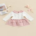 thumbnail image 4 of PENGXIANG Jolie Bébé Filles Robe Romper Plaids Imprimé Peter Pan Col Manches Longues Volants Combinaison, 4 of 9