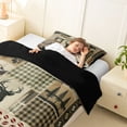 thumbnail image 3 of Manfei Green Check Buck Twin Comforter Sets,Rustic Woodland Bedding Set,Black Reversible,2 Pieces,1 Comforter and 1 Pillowcase, 3 of 7