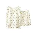 thumbnail image 3 of Bxsruta Women's Floral Print Pajama Set Sleeveless Ruffle Trim Top and Shorts 2 Piece Sleepwear for Women Lightweight Lounge Wear, 3 of 8