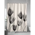 thumbnail image 5 of Black Tulip Shower Curtain, Minimalist Modern Flower Art Linen Background Waterproof Shower Curtain Set with 12 Hooks Lightweight Washable Fabric Shower Curtains for Bathroom 60x72 Inches, 5 of 6