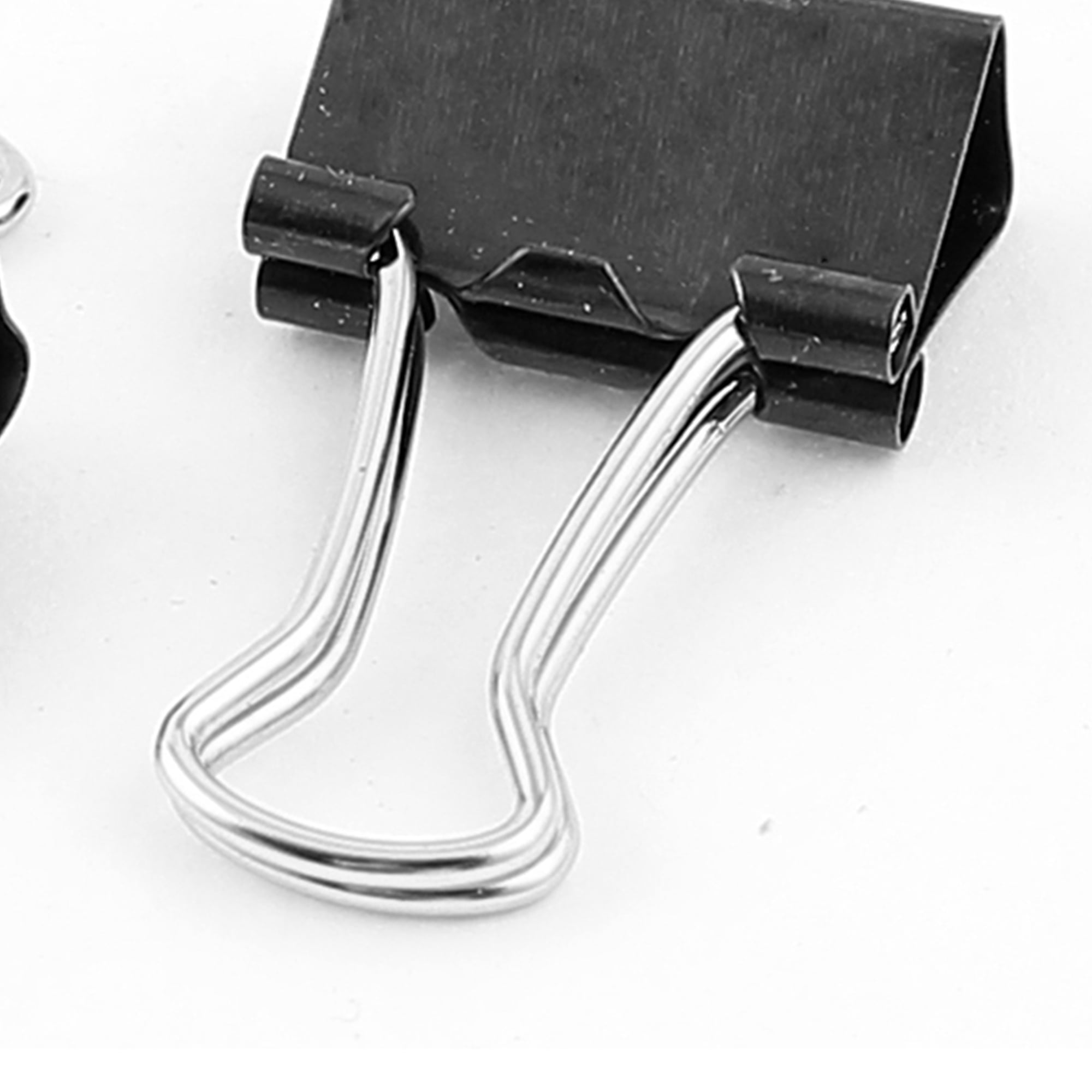 Unique Bargains 24 Pcs 15mm Metal Desk Paper Document Office Stationery Binder Clips Black