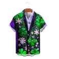 thumbnail image 2 of Men's St. Patrick's T Shirt Short Sleeve Lapel Button Down Printed Shirts Tops Green 6 XXL, 2 of 6