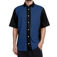 thumbnail image 3 of MNCEKFOD Men Shirts Casual Color Block Printed Shirt Short Sleeve Button Down with Pocket Leisure Mens Tops Blue M, 3 of 7