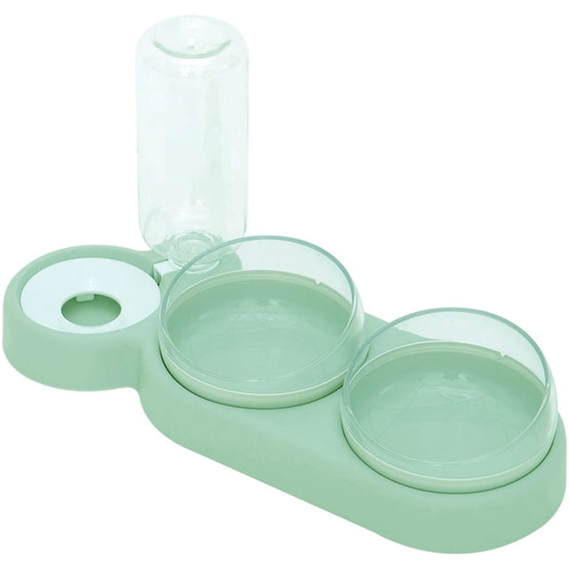 Comedero para gatos con doble elevación, inclinable 15°, antivómitos, 3 en 1, automático, con depósito de agua, disponible para gatos y cachorros (verde)