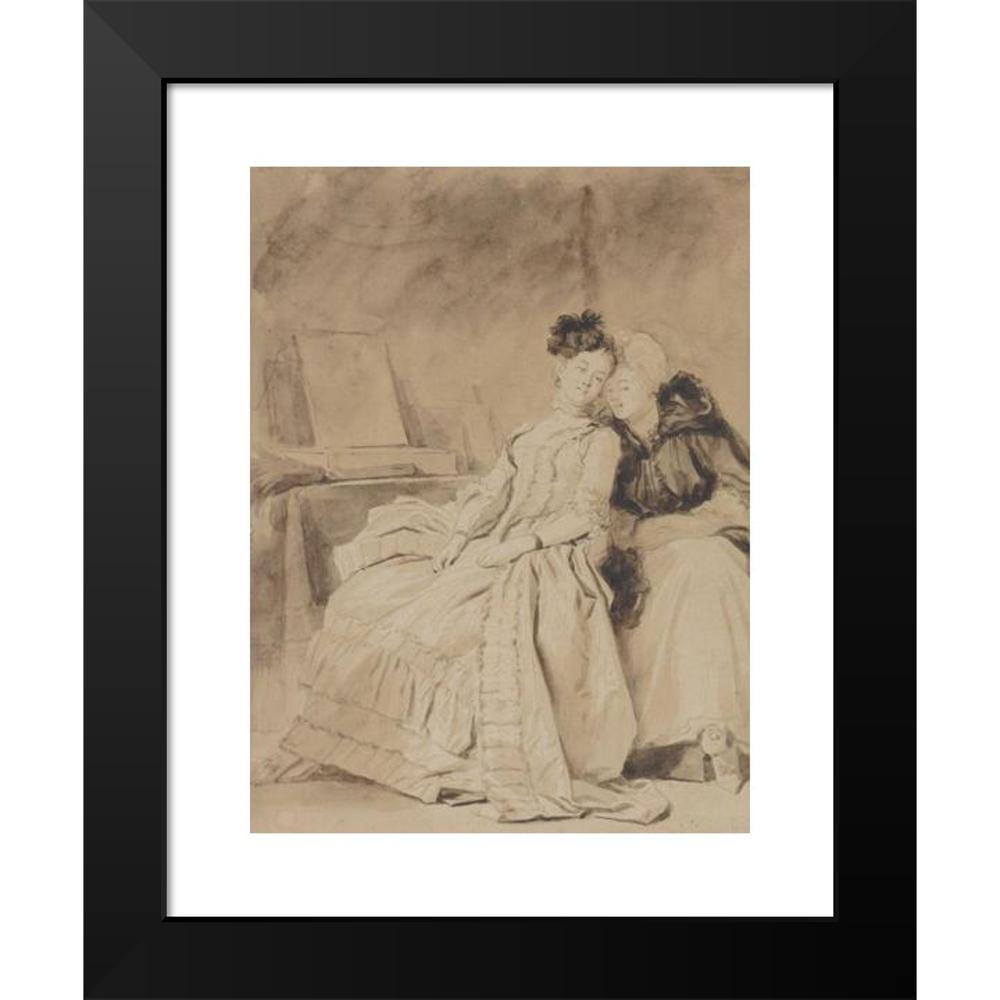Jean-Honoré Fragonard 19x24 Black Modern Framed Museum Art Print Titled - The Intimate Conversation (circa 1778 - 1780)