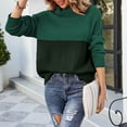 thumbnail image 4 of Jjayotai Women's Oversized Batwing Sweaters, 2024 Fall Outfits Crewneck Colorblock Ribbed Knit Trendy Pullover Tops Green M, 4 of 7