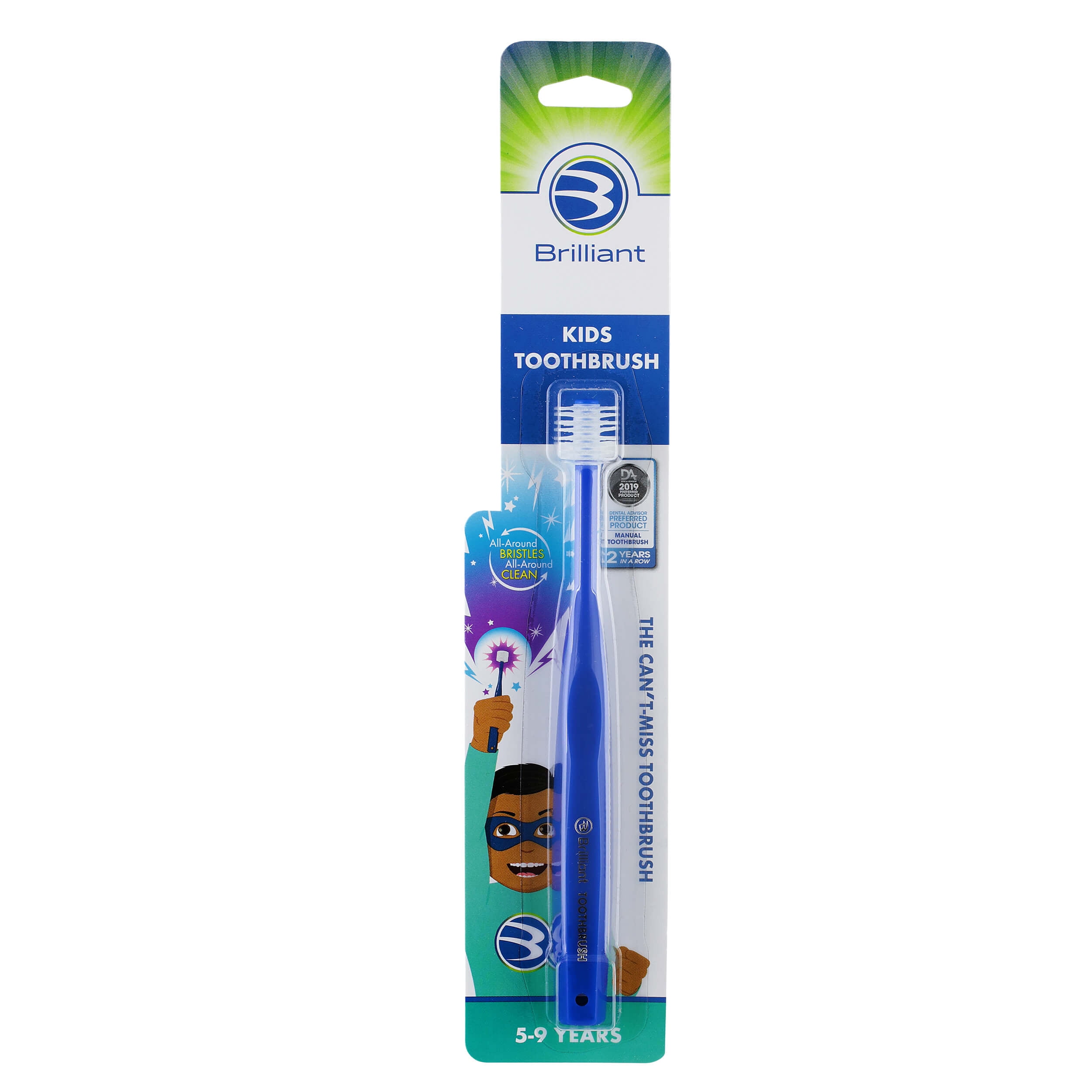 Brilliant Kids Toothbrush for Ages 59 Years, Round Head, Microfiber