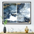 thumbnail image 2 of Gold and Dark Blue Abstract Waves IV 32 in x 16 in Framed Painting Canvas Art Print, by Designart, 2 of 5