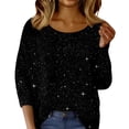 thumbnail image 2 of Women's One Shoulder Sequin Top, Glitter Ribbed Off Shoulder Blouse, Sparkling Party Outfit for Night Out, Evening Events and Holiday Celebration Black XXL, 2 of 9