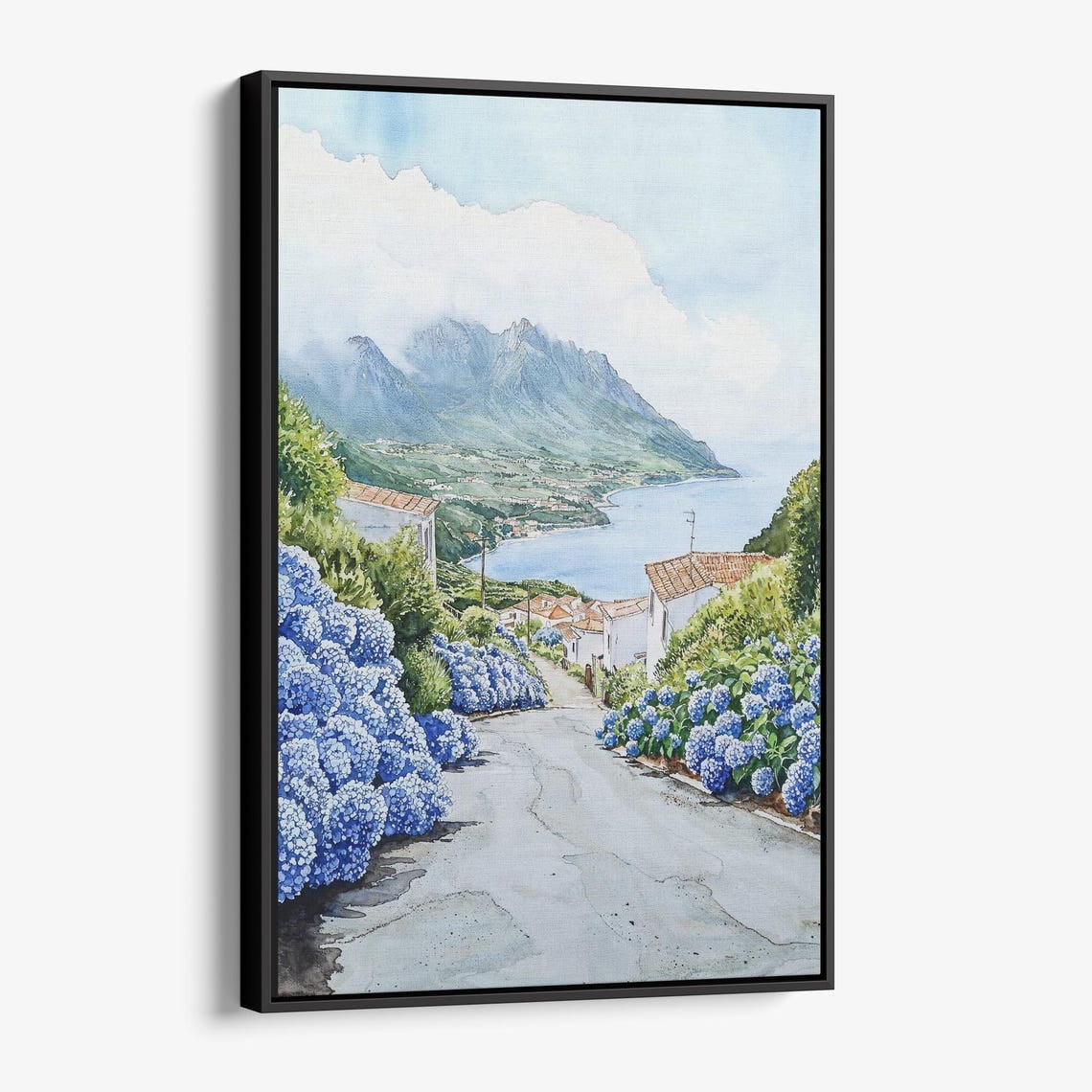 Pico Island Watercolor Travel Poster For Coastal Landscape Home Decor