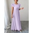 thumbnail image 3 of Mauve Purple Women Ruffle Sleeve Pleated Maxi Dress With Scoop Neck And Relaxed Fit, 3 of 6