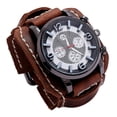 thumbnail image 1 of Reloj de retro punk unisex Reloj correa de cuero ancha con esfera redonda Marrón Zulema reloj de pulsera, 1 of 8