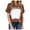 Brown, variant on Giftesty Blouses for Women Dressy Casual Women's Casual Loose and Comfortable Gradient Round Neck Short-sleeved T-shirt