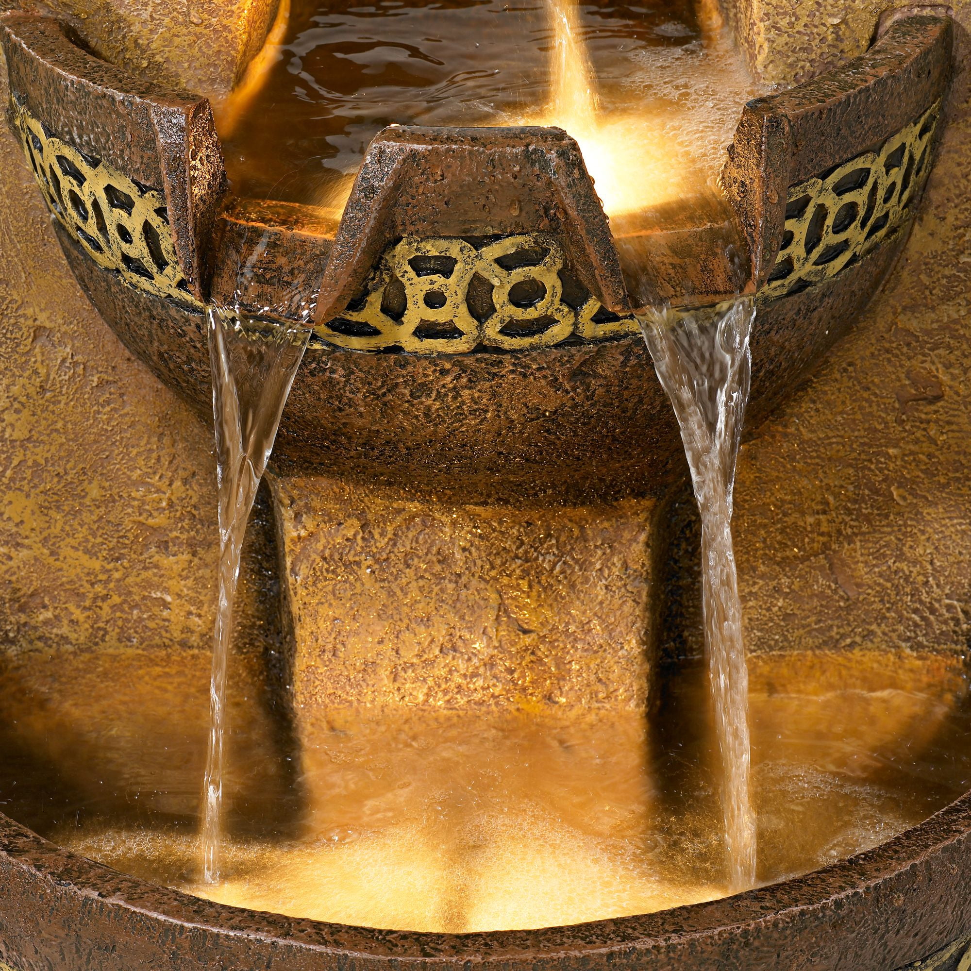 Four Bowl 41 1/2" High Large Zen Indoor Outdoor Decor Faux Stone Floor Fountain with Light LED Cascading