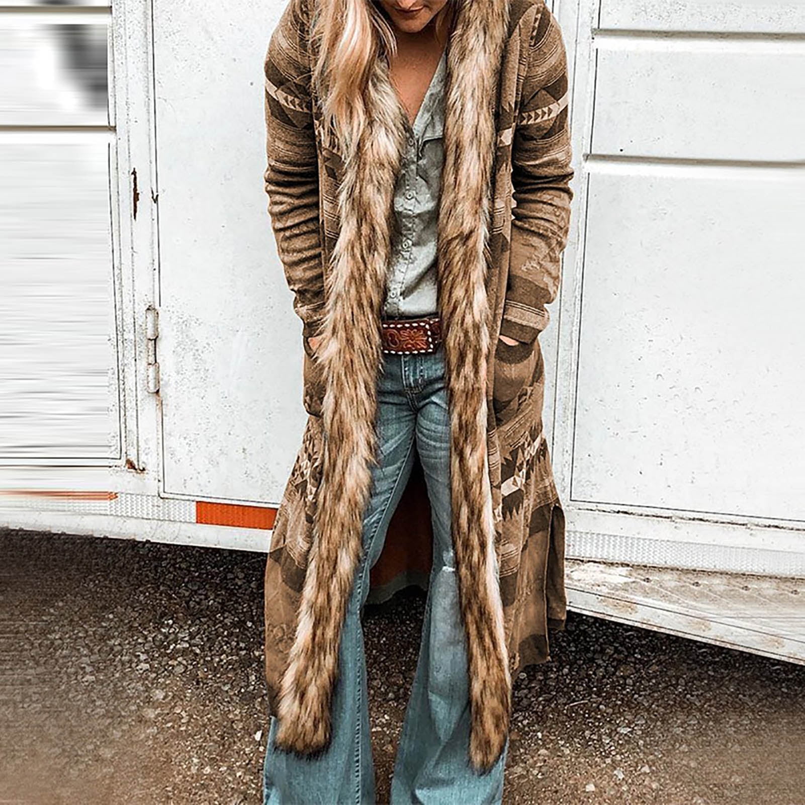 ジャケット・アウター MISTREASS Eco Fur Collarless Lady Coat Annsirgra Women's Genuine Rabbit Fur Coat Long Jacket With