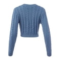 thumbnail image 3 of FashionMille Women Regular Slim Fit V-Neck Crop Top Long Sleeve Pullover Cable Knitted Sweater Top, 3 of 5