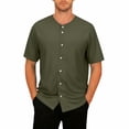thumbnail image 2 of Men’s Button Down Shirts Short Sleeve Casual Shirt Solid Color Crew Neck Tee Summer Beach Wedding Tops for Men, 2 of 6