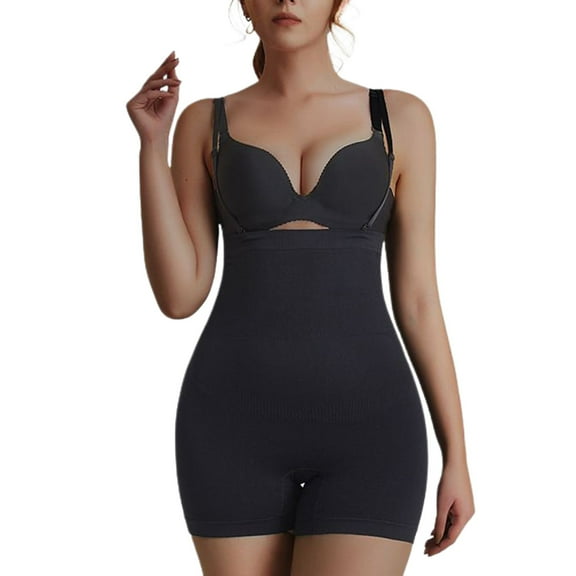 SWSMCLT Women's High Waisted Bodysuit Tight Firm Body Shaper One Piece Shaper Open Back Cami Butt Lifting Black Small